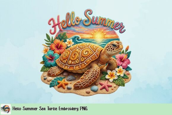 Hello Summer Sea Turtle Embroidery PNG Review